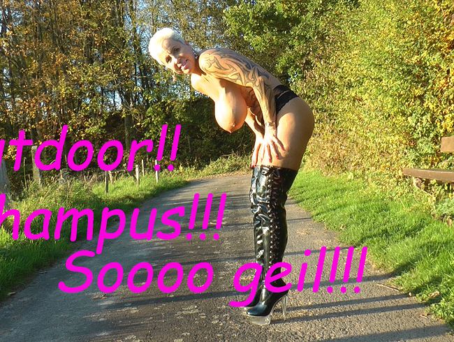 Hot Schneckchen Porno Video: Outdoor - Champus - sooo spri**ig.... ;-)